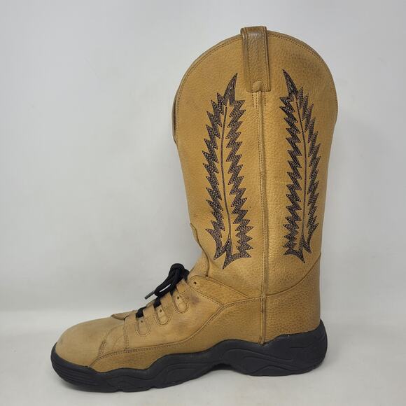 VTG Tony Lama Boots 10.5 Teny Tan Leather Western Rodeo Sneakers Tall T4854 RARE - Picture 10 of 15